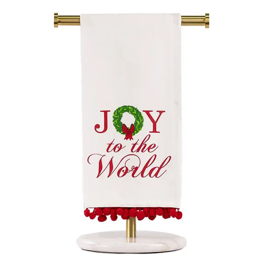 Grand Joy Wreath Pom Pom Hand Towel