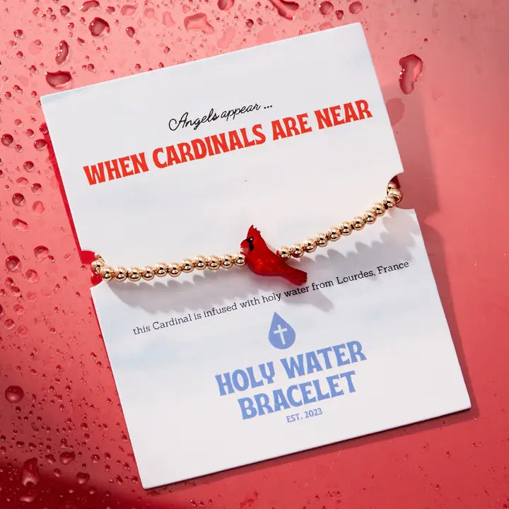 Holy Water Red Cardinal Bracelet- Yellow Gold