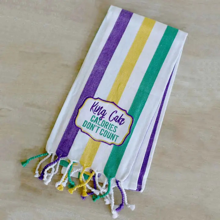 King Cake Gingham Hand Towel