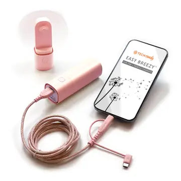 Natural Tan Easy Breezy Portable Fan + Power Bank