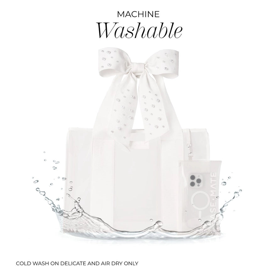 Case-Mate Jelly Tote- Ivory Pearl Bow