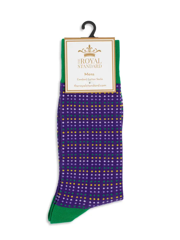 Men's Mardi Gras Polka Dot Socks-Purple