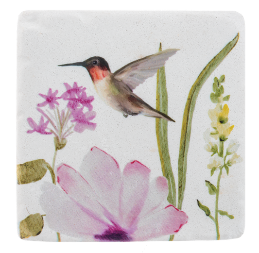 Hummingbird Coaster- Tan/Grey