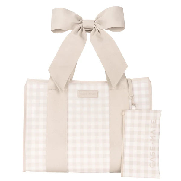 Case-Mate Jelly Tote- Latte Gingham Bow
