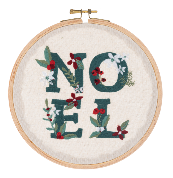 Embroidered Christmas Botanical Wall Decor