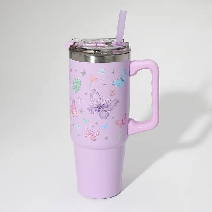 Stainless Steel Tumbler, Tie Dye Butterfly