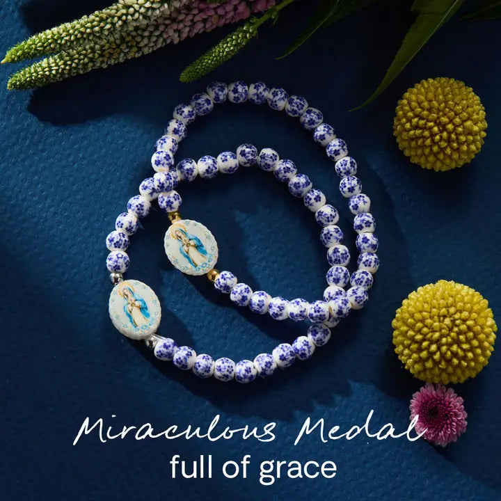 Holy Water Miraculous Mary Porcelain Bracelet- Waterproof Gold