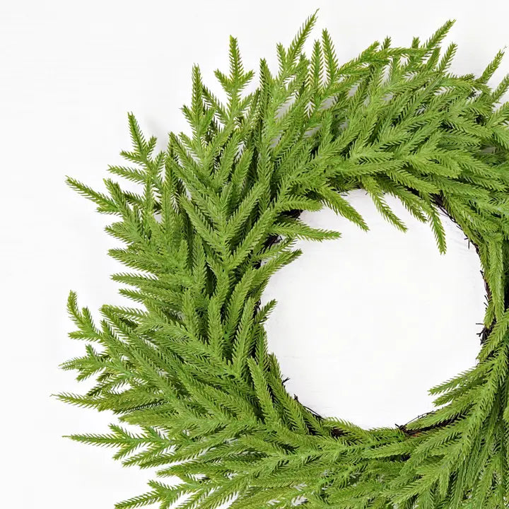 24in Twig Wreath-Soft Touch Evergreen Norfolk Pine