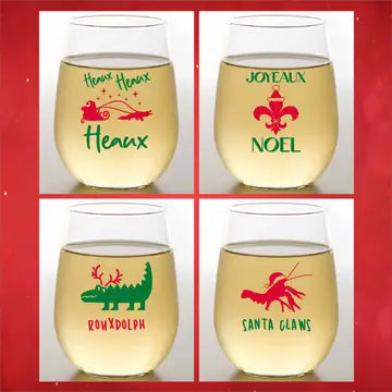 Cajun Christmas Shatterproof Wine Glasses 2 Pack