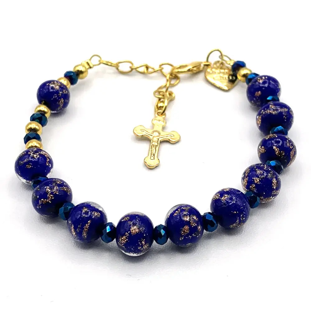 Murano Glass Blue Rosary Bracelet