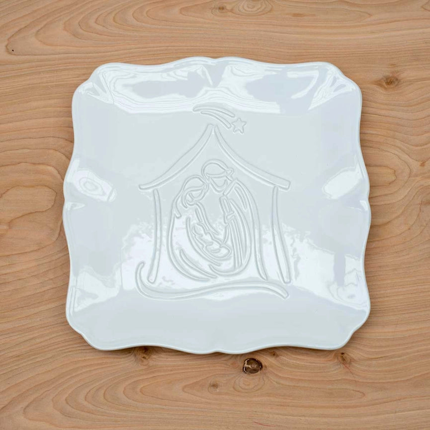 Nativity Embossed Square Platter