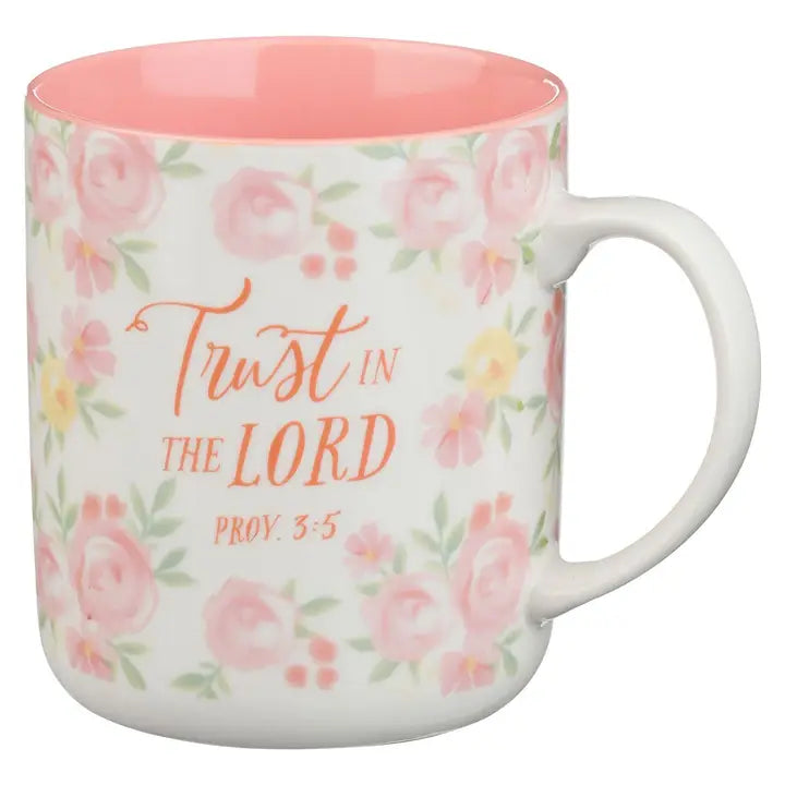 Mug-Pink Floral Trust in the Lord Prov. 3:5