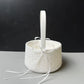 Round Wedding Flower Basket with Bows, Pearls, and Lace