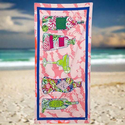 Tequila Sunrise Beach Towel Pink/Lime/Lapis