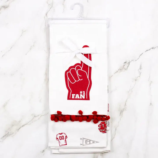 White/Red Football Fan Hand Towels