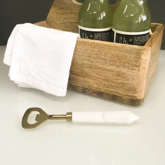 Golden Bottle Opener with White Marble Handle