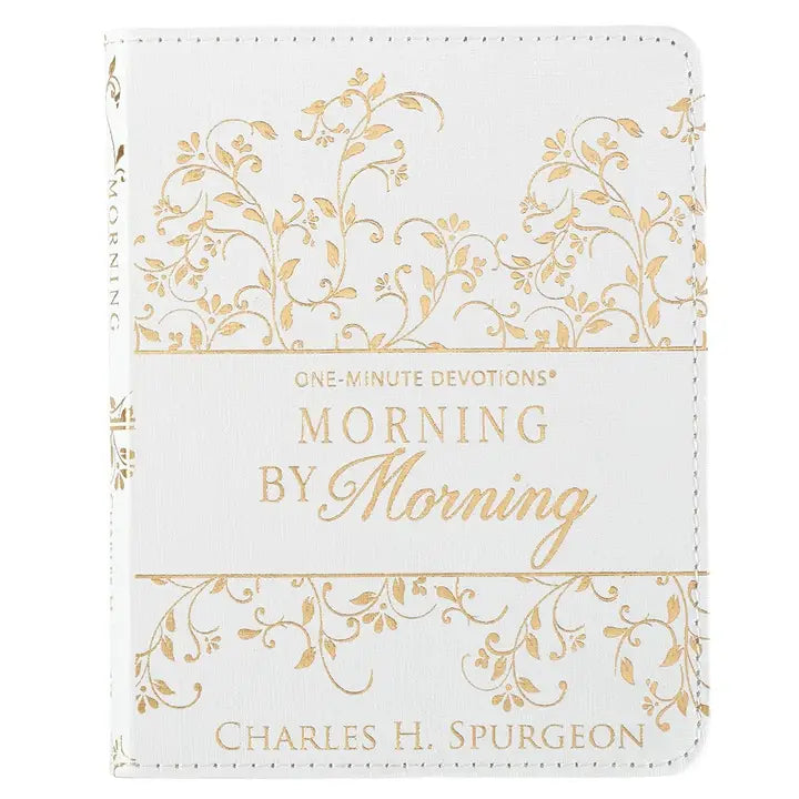 One-Minute Devotions Morning By Morning- White Faux Leather