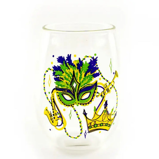 Mardi gras Stemless wine Gras