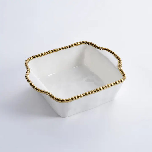 8x8 Square Baking Dish White/Gold