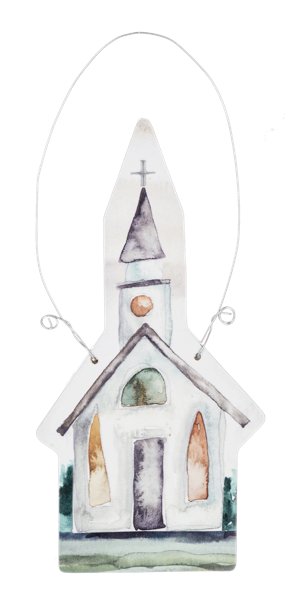 Watercolor Church Ornament